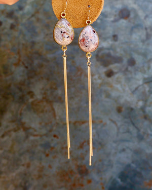 Picasso Stone & Sparkling Snake Chain Long Earrings B20