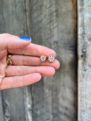 Tiny Millefiori Glass Flower Stud #204