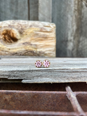 Tiny Millefiori Glass Flower Stud #204