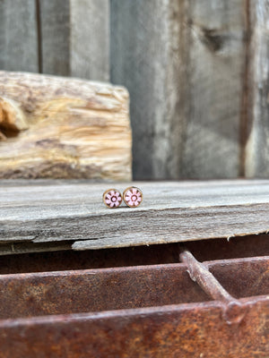 Tiny Millefiori Glass Flower Stud #204