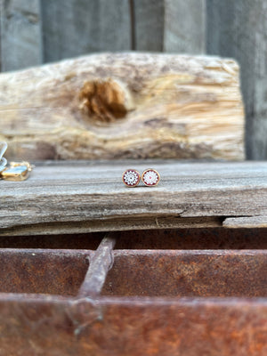 Tiny Millefiori Glass Flower Stud #205