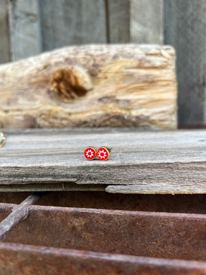 Tiny Millefiori Glass Flower Stud #206