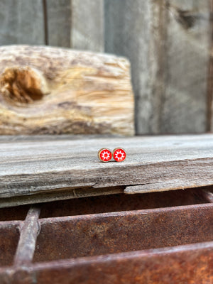 Tiny Millefiori Glass Flower Stud #206