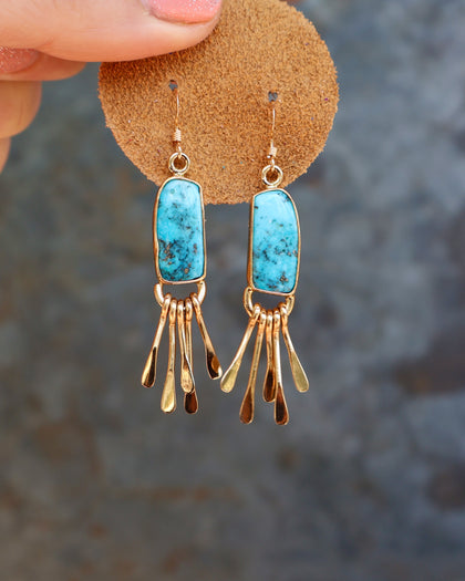 Turquoise & Gold Alchemia Fringe Earrings