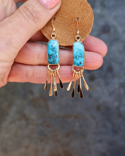 Turquoise & Gold Alchemia Fringe Earrings