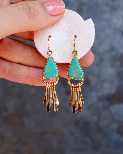 Turquoise & Gold Alchemia Fringe Earrings