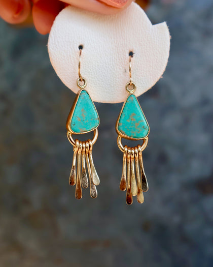 Turquoise & Gold Alchemia Fringe Earrings