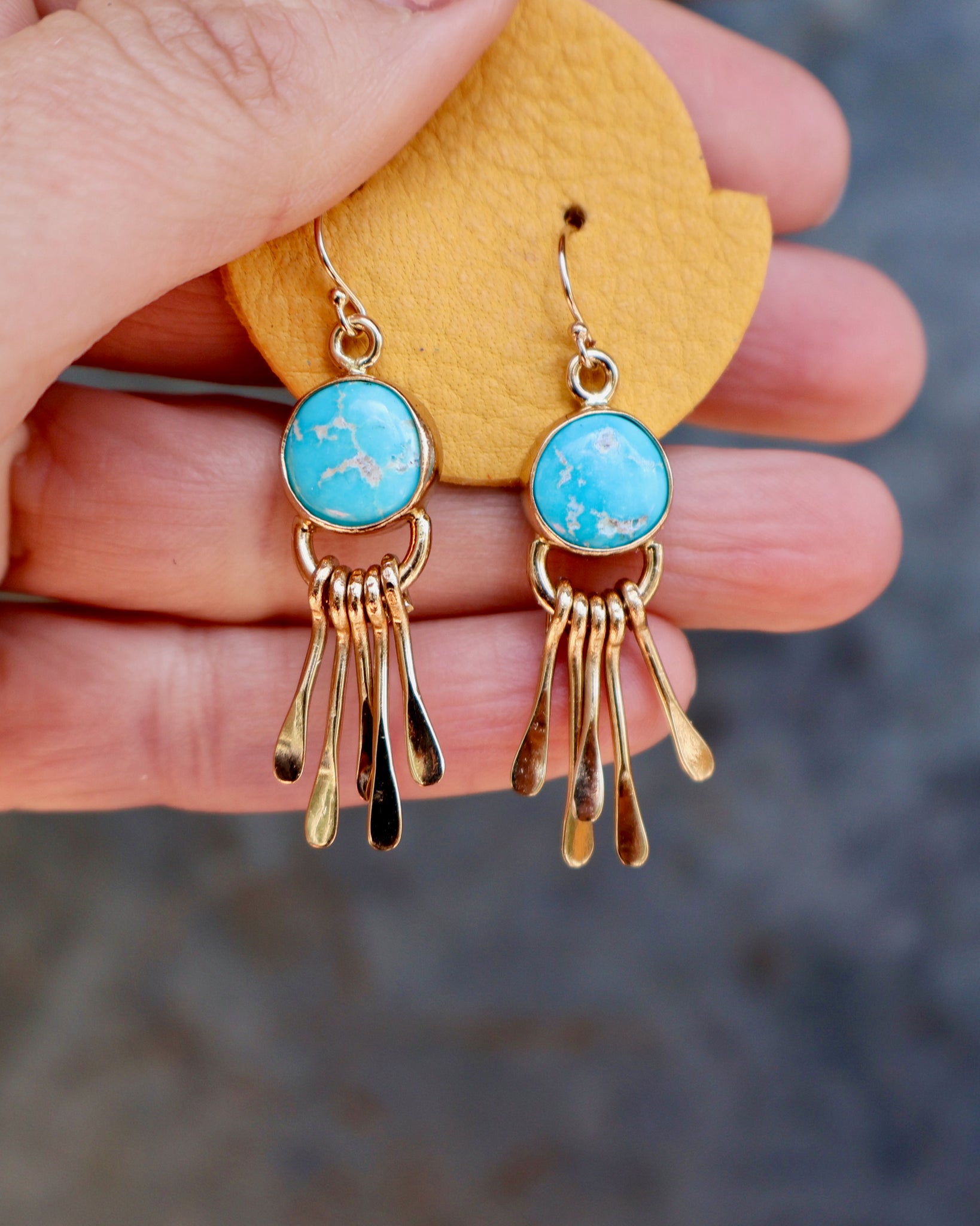 Turquoise & Gold Alchemia Fringe Earrings B27