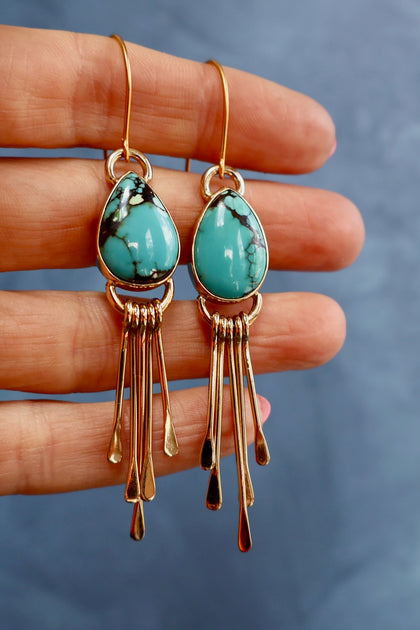 Cloud Mountain Turquoise Fringe Earrings