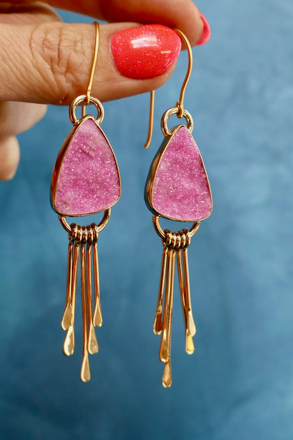 Cobalto Calcite Fringe Earrings
