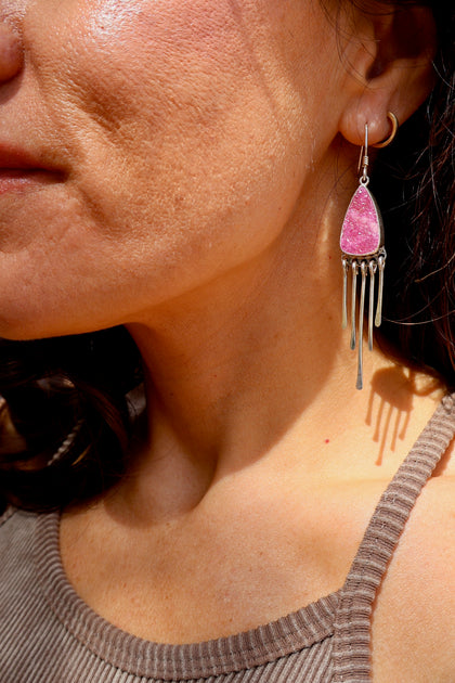 Cobalto Calcite Fringe Earrings