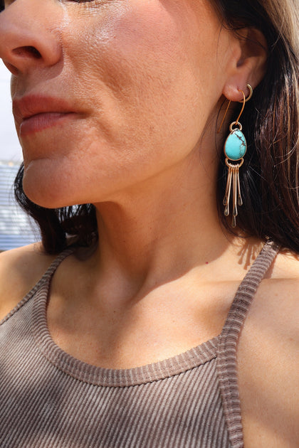 Cloud Mountain Turquoise Fringe Earrings