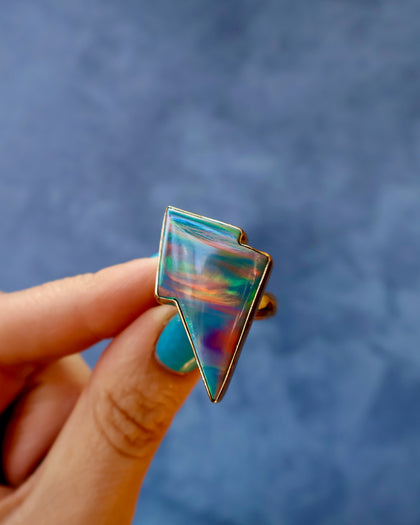 Opal Bolt Ring in Gold Alchemia