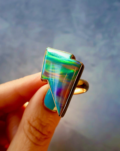 Opal Bolt Ring in Gold Alchemia