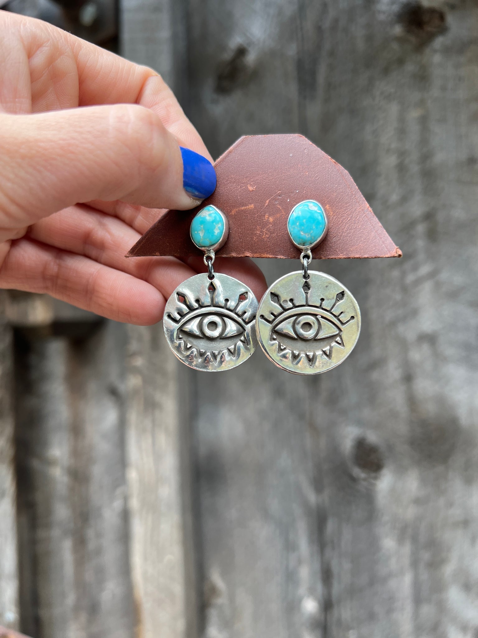 Blue Ridge Turquoise & Sterling Silver Evil Eye Earring