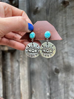 Blue Ridge Turquoise & Sterling Silver Evil Eye Earring