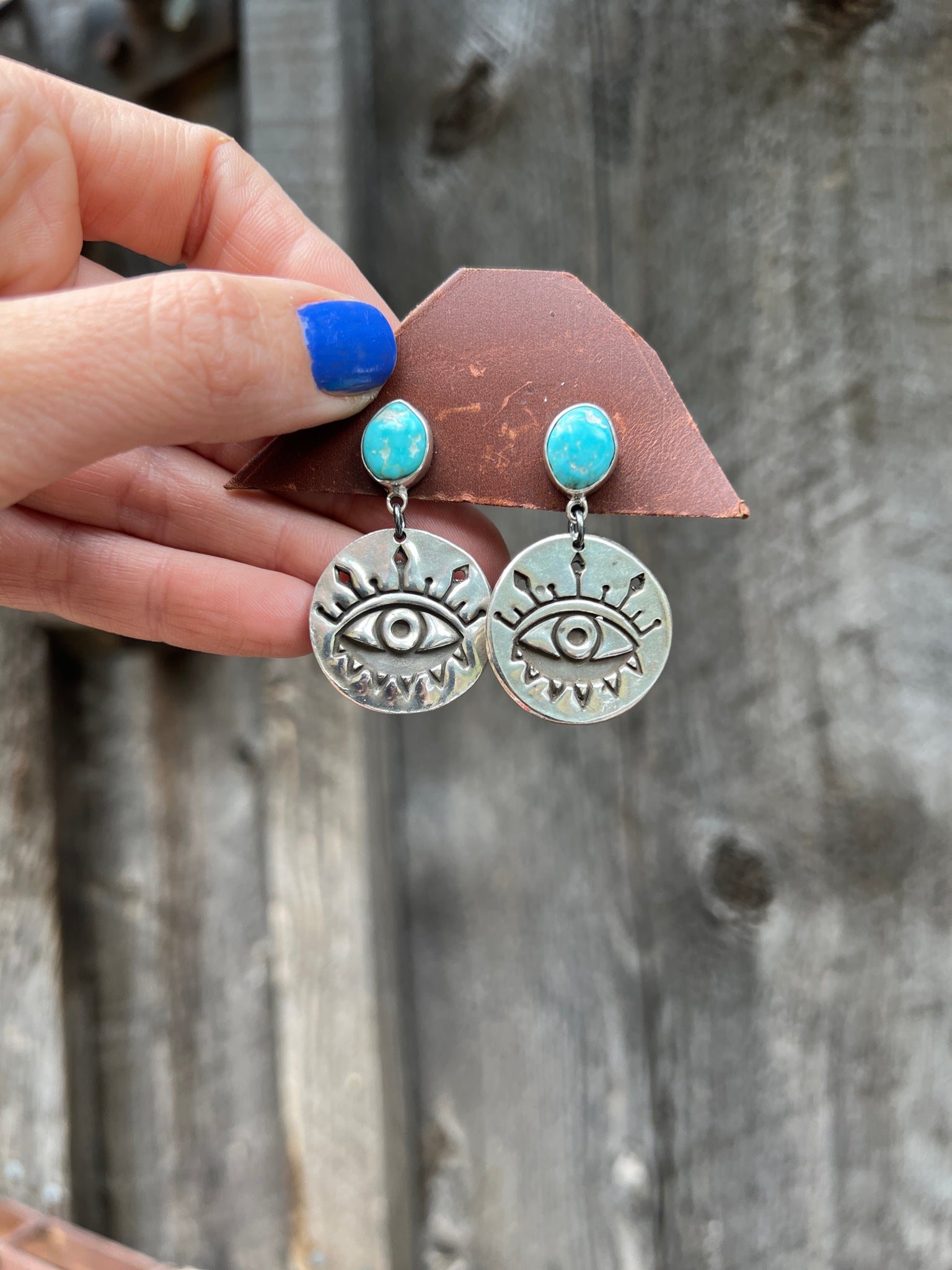 Blue Ridge Turquoise & Sterling Silver Evil Eye Earring
