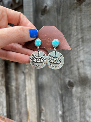 Blue Ridge Turquoise & Sterling Silver Evil Eye Earring