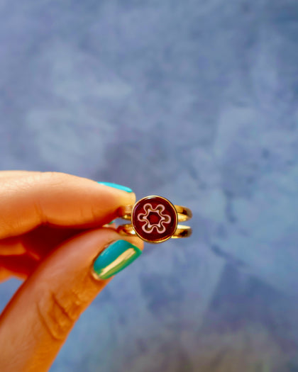 Flower Power Band Adjustable Ring