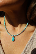 Sky Blue Campitos Turquoise & Gold Fill Beaded Necklace