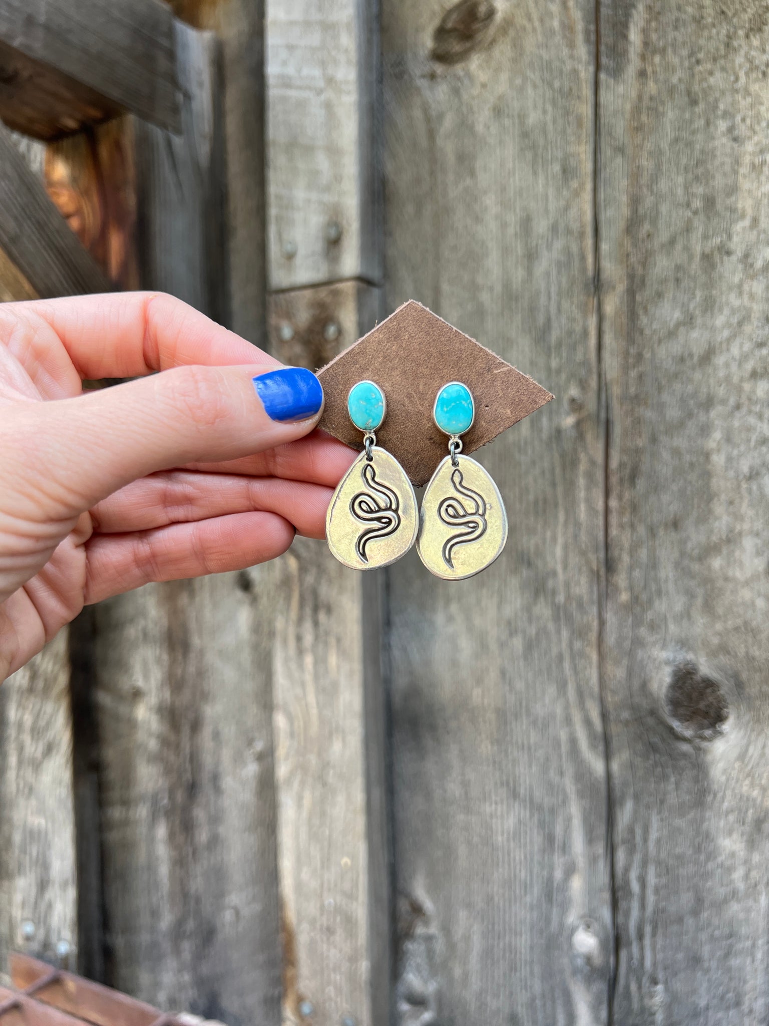 Blue Ridge Turquoise & Sterling Silver Snake Earring