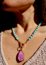 Diamond Clasp 5mm Sky Blue Campitos Turquoise & Gold Fill Beaded Necklace