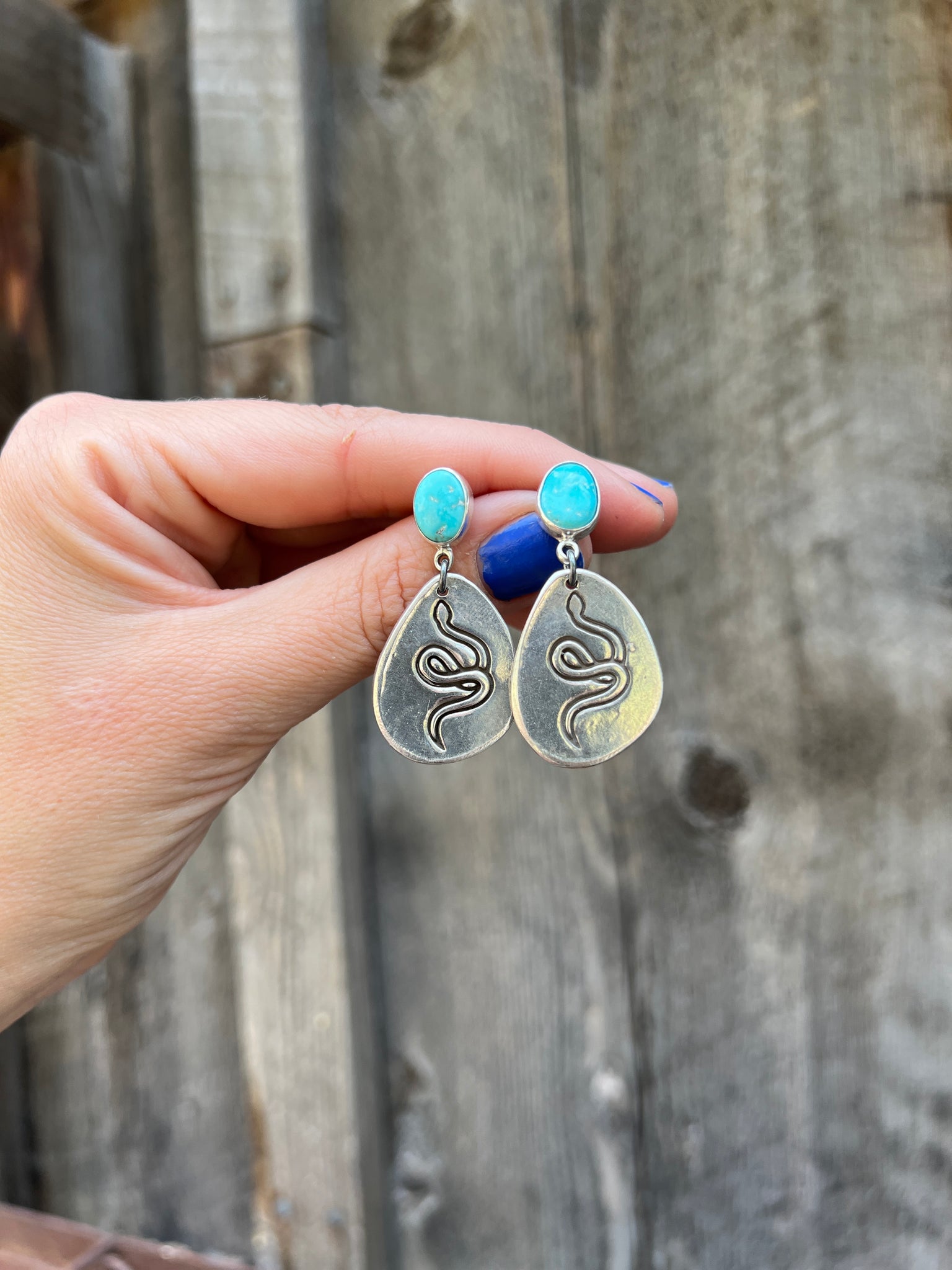 Blue Ridge Turquoise & Sterling Silver Snake Earring