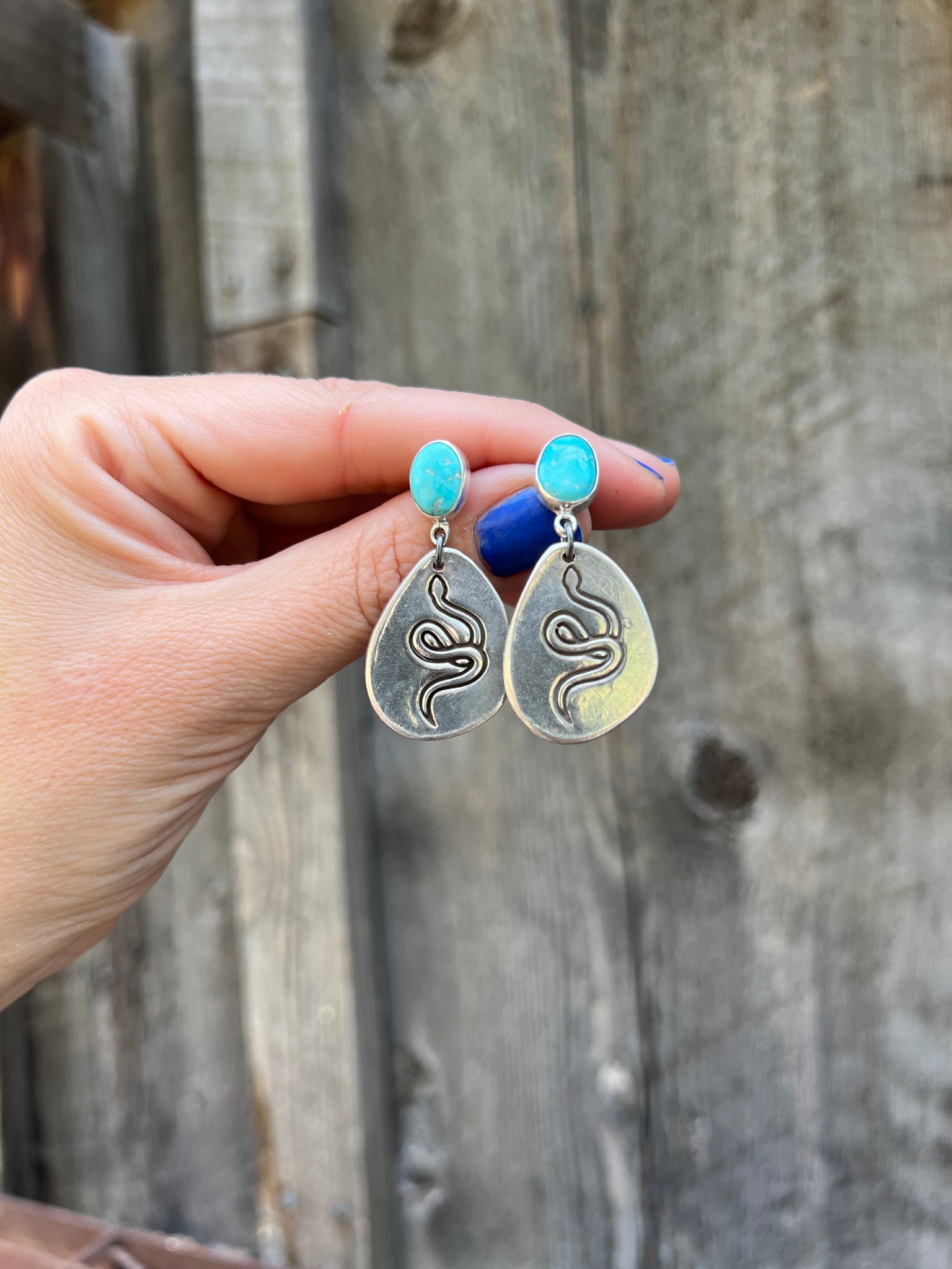 Blue Ridge Turquoise & Sterling Silver Snake Earring