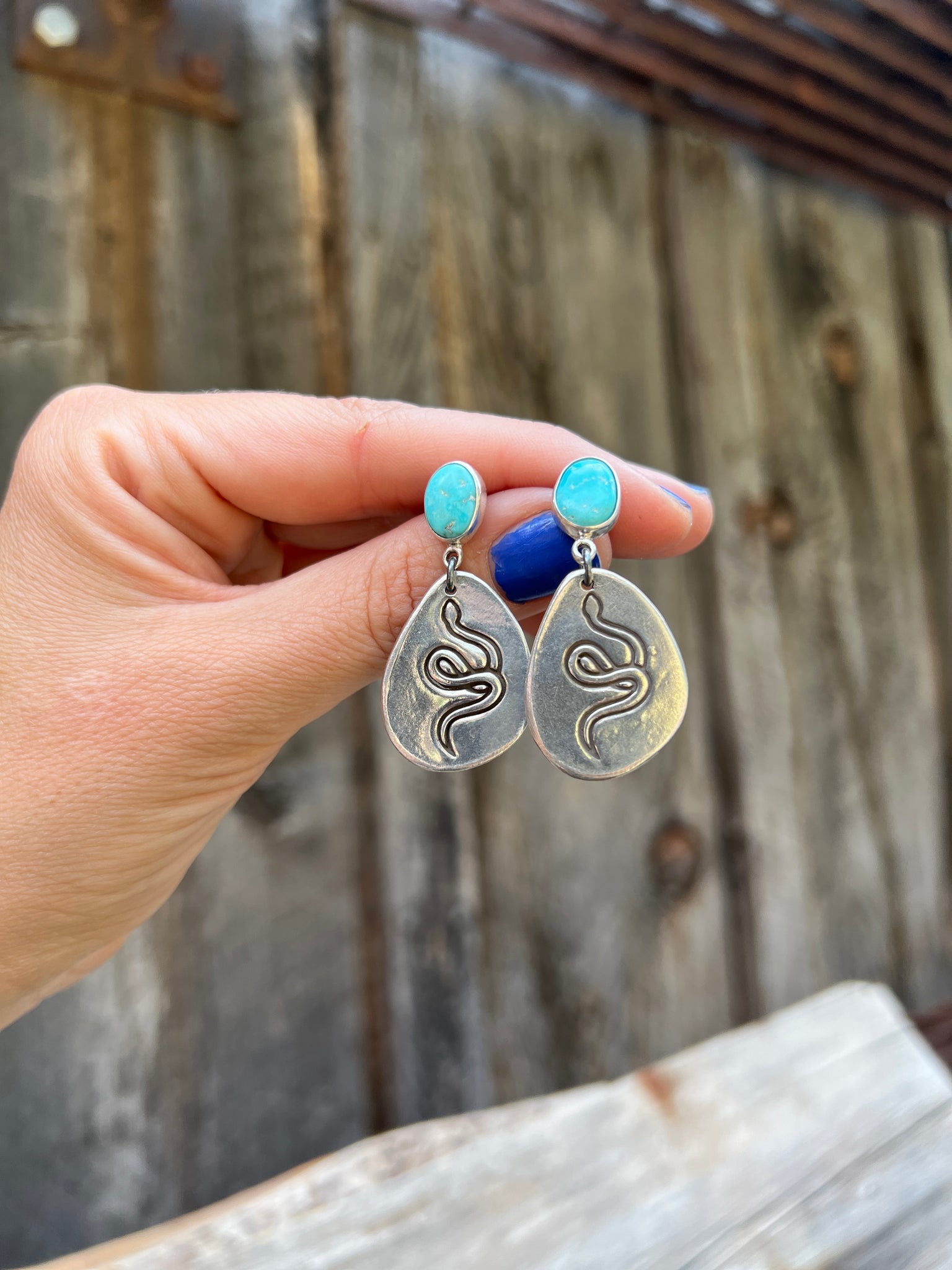 Blue Ridge Turquoise & Sterling Silver Snake Earring