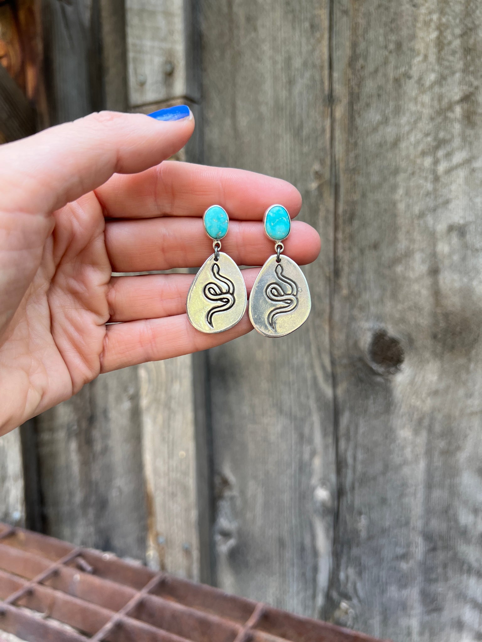 Blue Ridge Turquoise & Sterling Silver Snake Earring