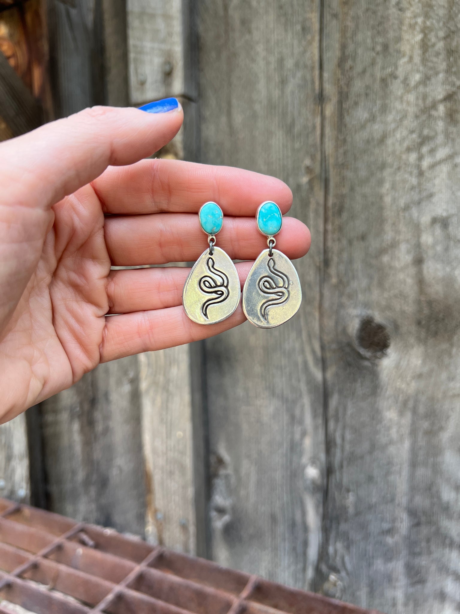 Blue Ridge Turquoise & Sterling Silver Snake Earring