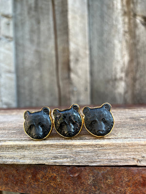 Black Onyx Bear Ring in Gold Alchemia