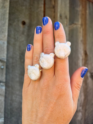 White Bear Ring in Sterling Silver