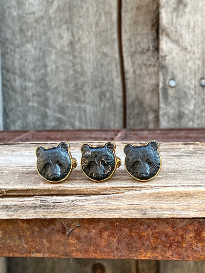 Black Onyx Bear Ring in Gold Alchemia