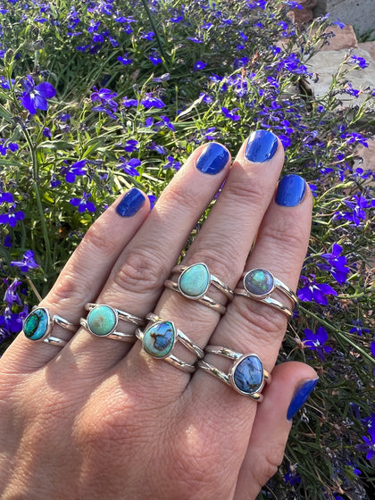 Opal Double Band Ring in Sterling Silver