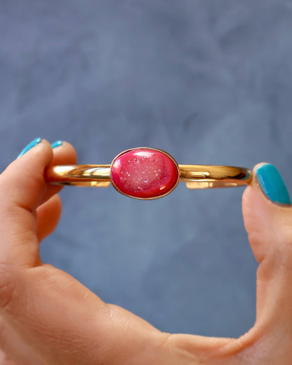 Hot Pink Druzy Cuff Bracelet