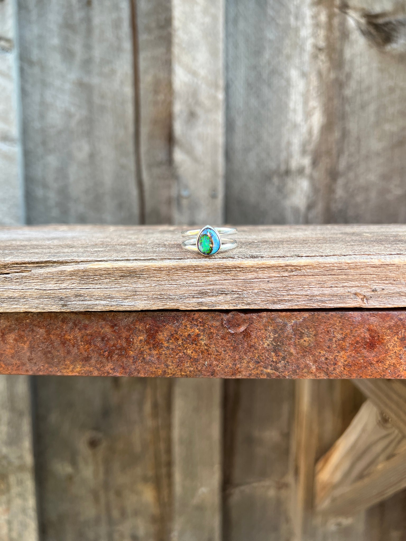 Opal Double Band Ring in Sterling Silver #203