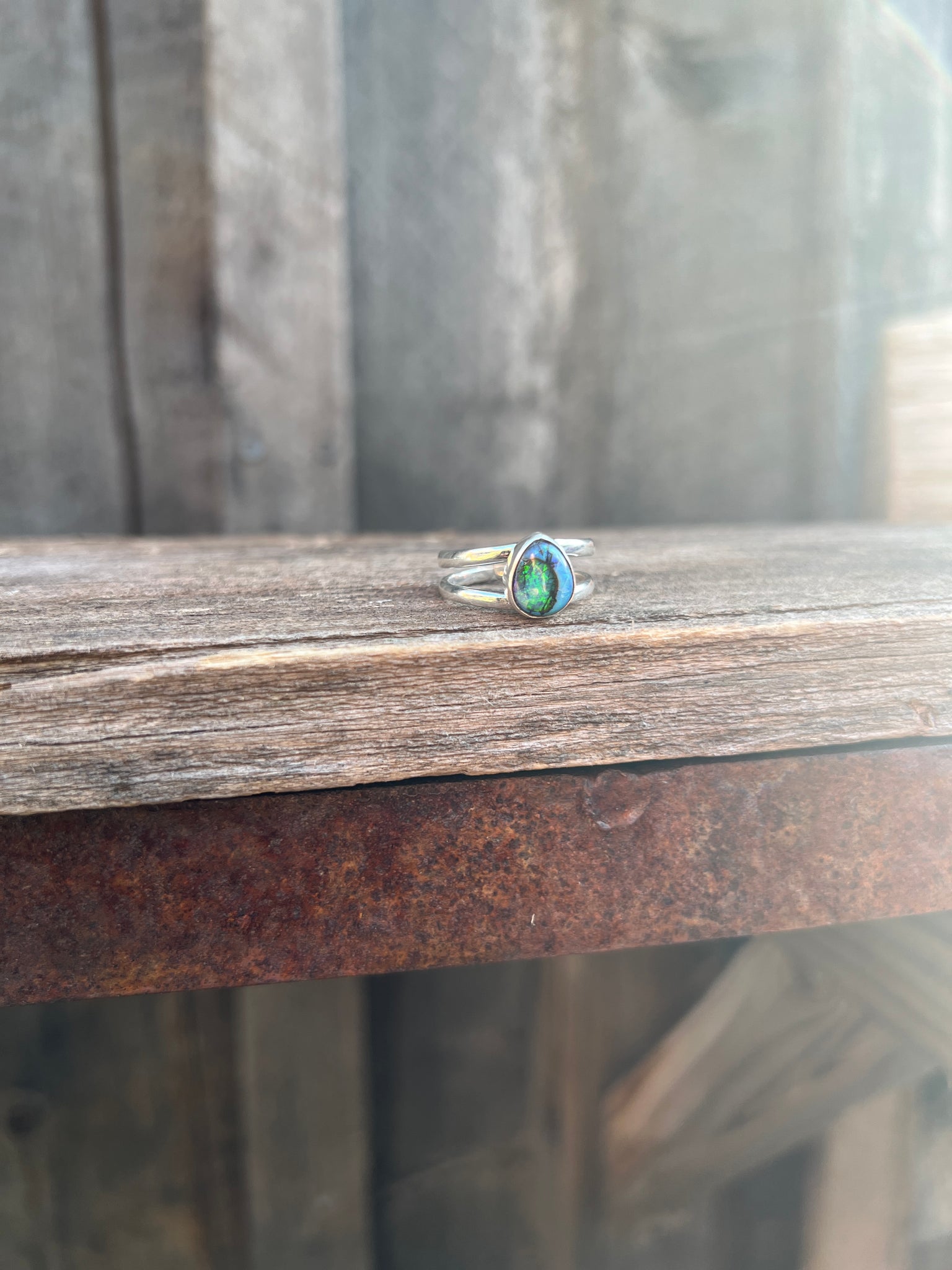 Opal Double Band Ring in Sterling Silver #203