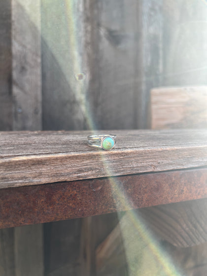 Opal Double Band Ring in Sterling Silver