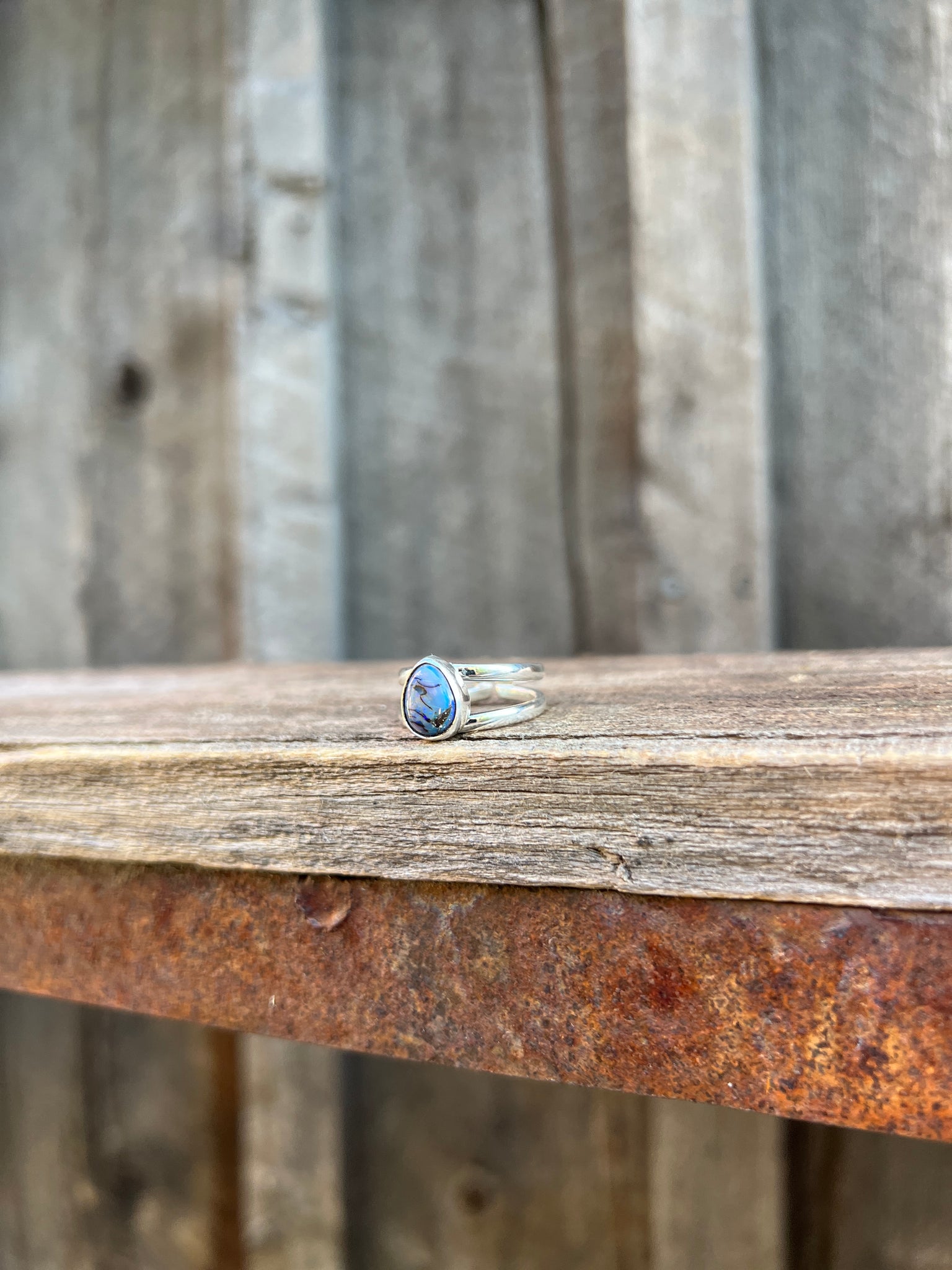 Opal Double Band Ring in Sterling Silver #205