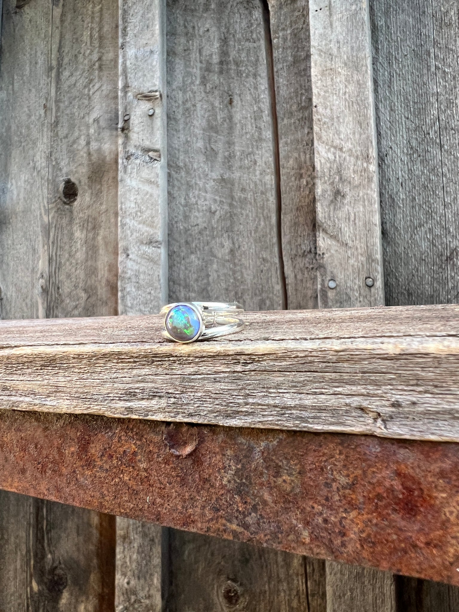 Opal Double Band Ring in Sterling Silver #206