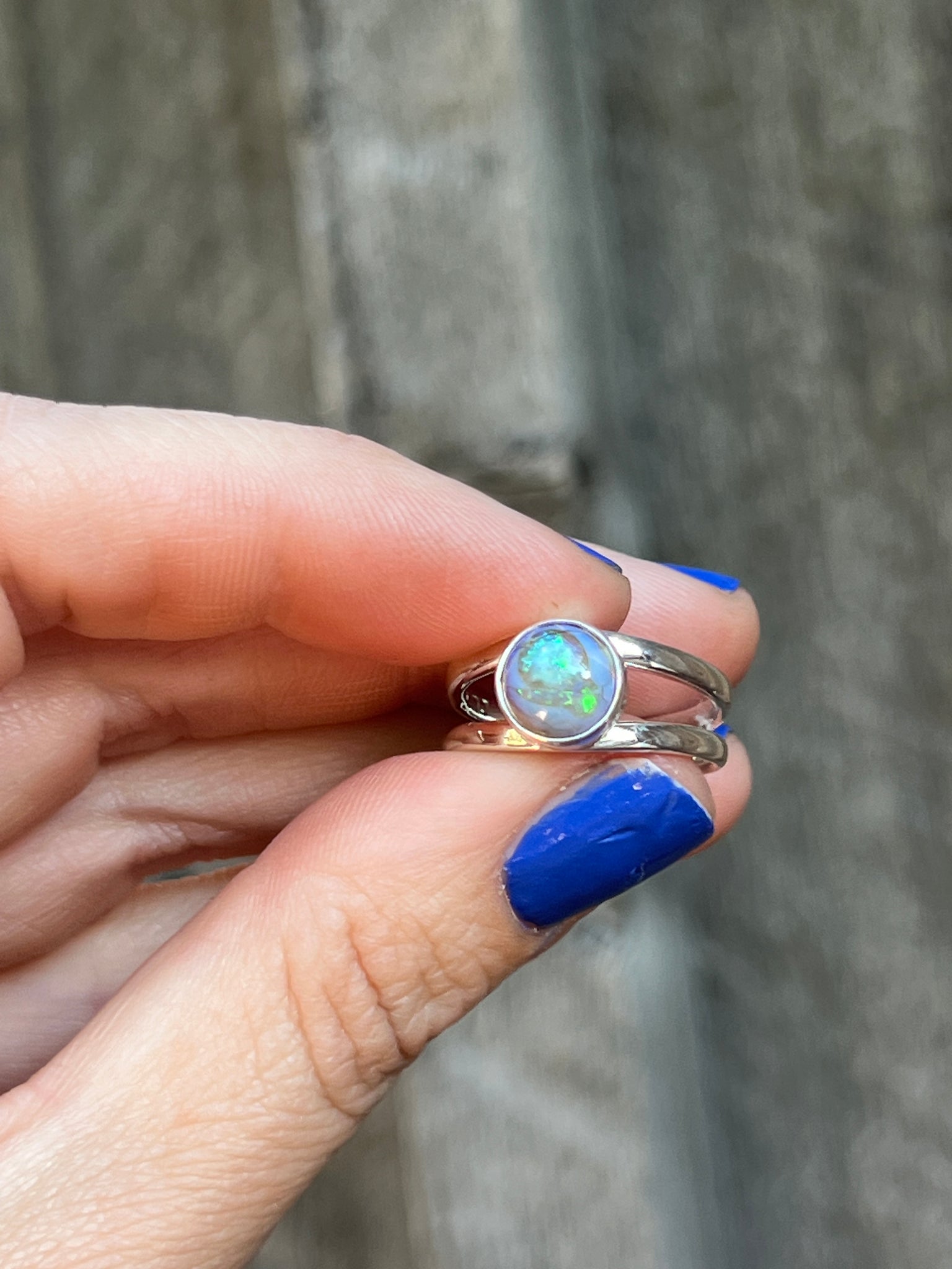 Opal Double Band Ring in Sterling Silver #206