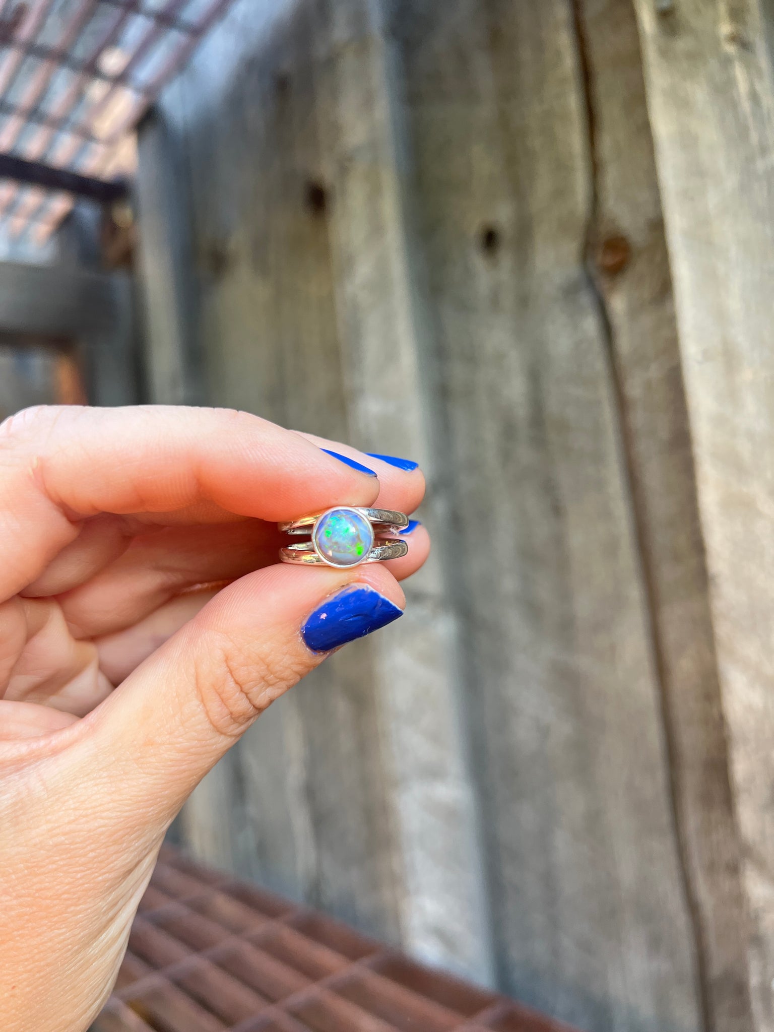 Opal Double Band Ring in Sterling Silver #206