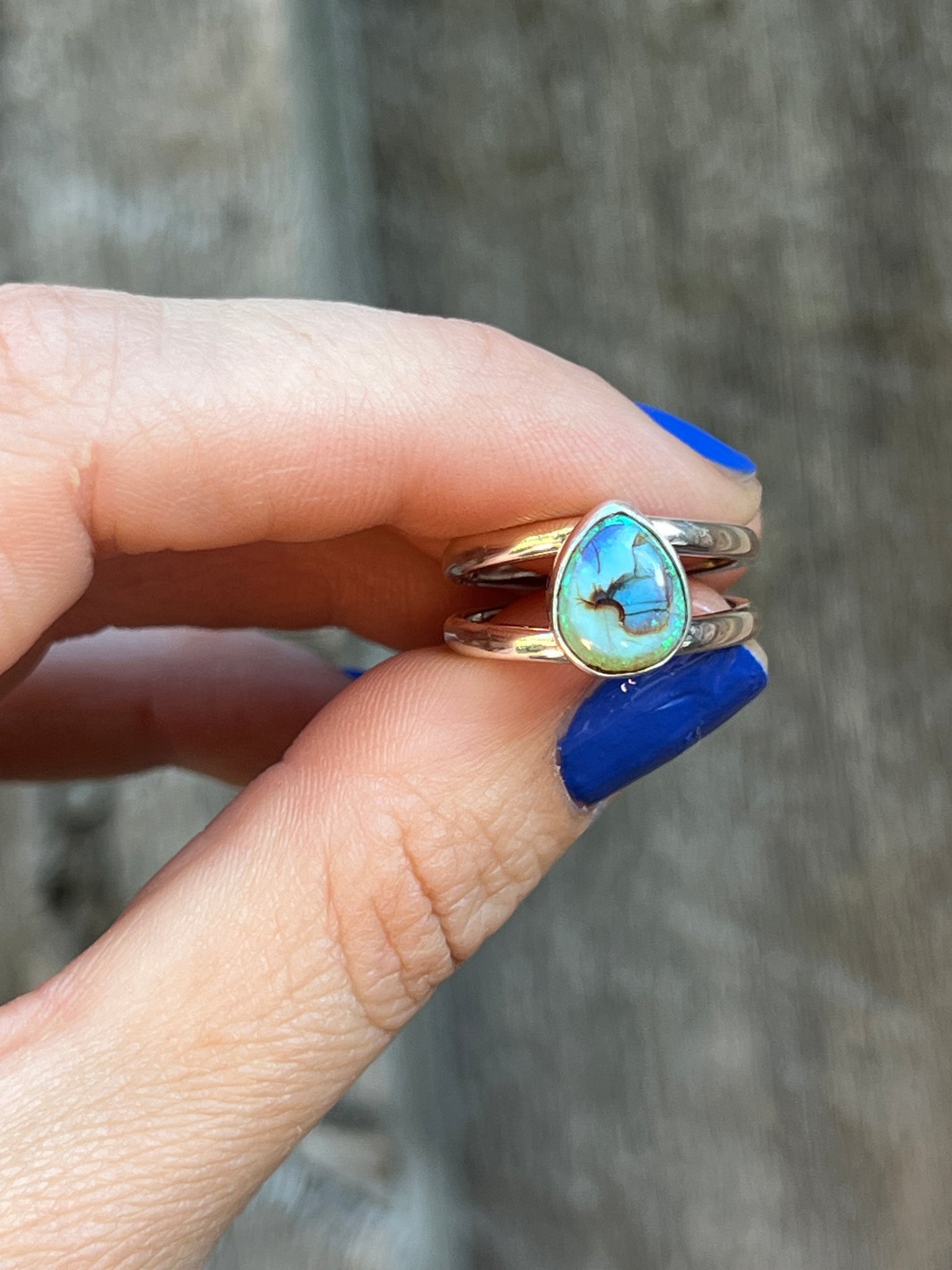 Opal Double Band Ring in Sterling Silver #207