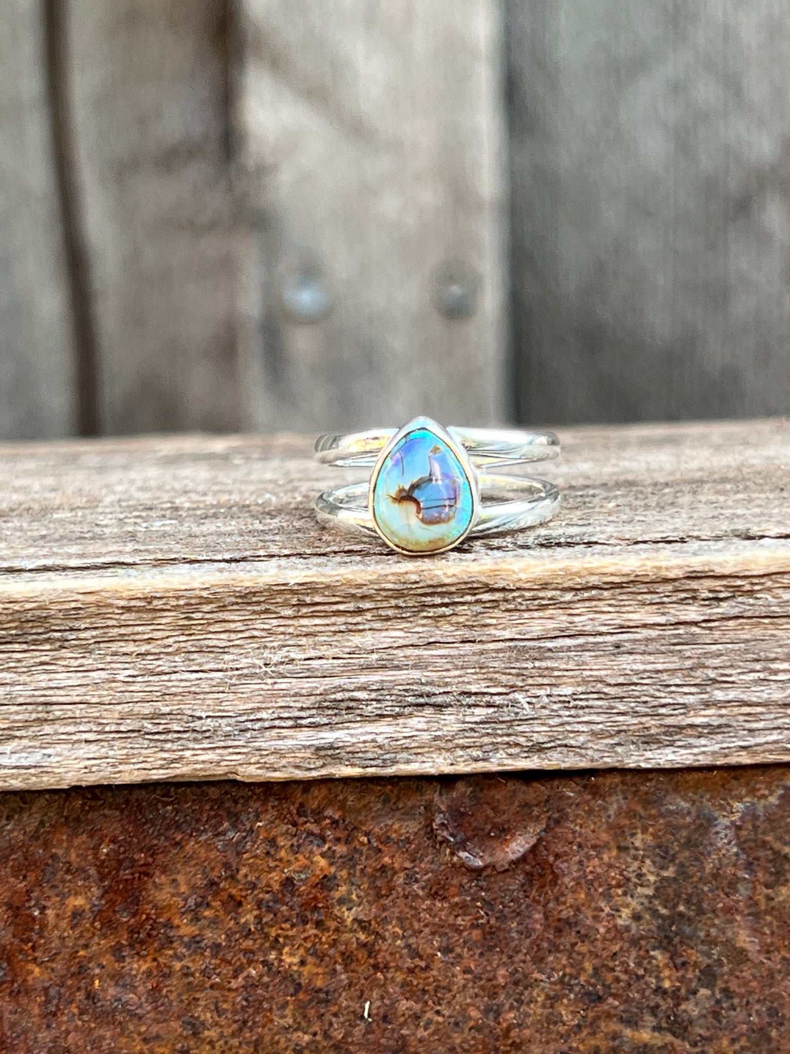 Opal Double Band Ring in Sterling Silver #207