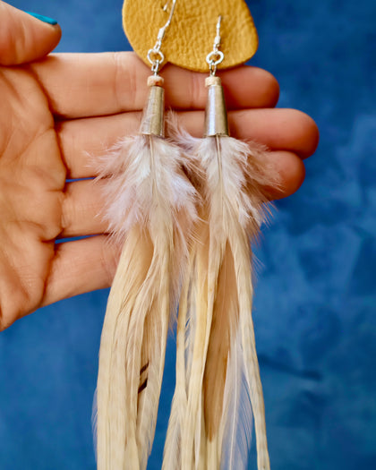 Long White Feather Earrings