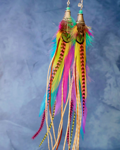 Neon Feather Earrings