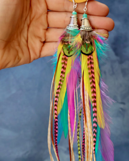 Neon Feather Earrings