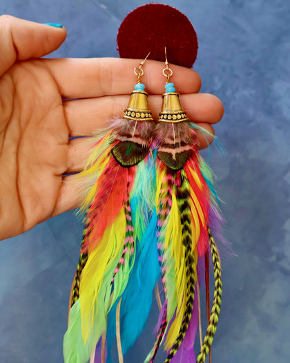Neon Feather Earrings