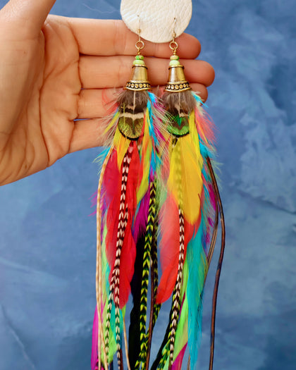Neon Feather Earrings